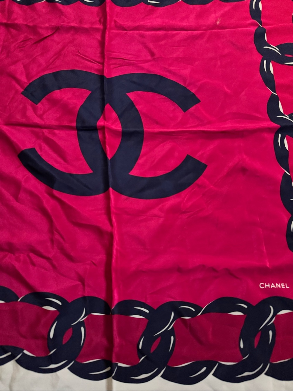 Chanel CC Logo Large Silk Square Scarf - Picture 6 of 7